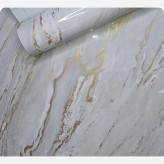 برچسب کابینت_طرح سنگ هایگلاس_شیرکاکائو روشن با رگه طلایی_روکش کابینت