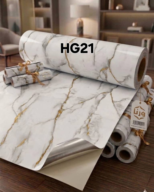ورق چسبی طرح سنگ مرمر سفید طلایی برای کابینت