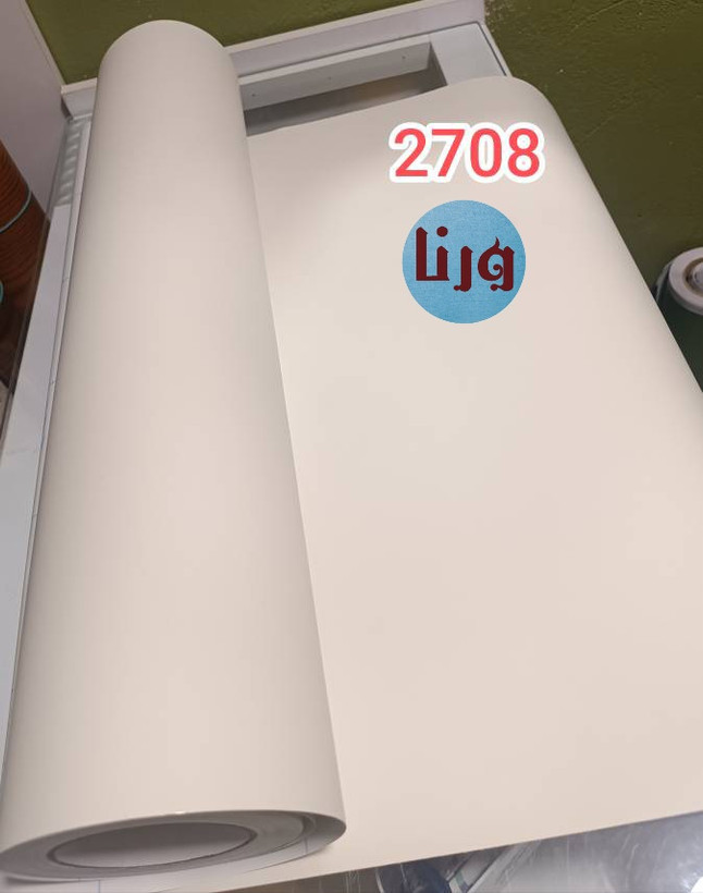 رول نیمهباز برچسب کابینت سافت تاچ رنگ سفید شیری کد ۲۷۰۸ با نمایش لایه پشتی