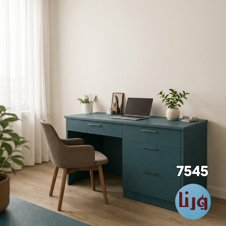 برچسب کابینت کد 7545 طرح کنف کله غازی روی میز کار، رنگ سبز کله غازی مات با بافت کنفی