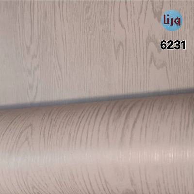 برچسب (روکش) کابینت طرح چوب برجسته سفید رگه نقره‌ای عرض 60 سانتی متر کد 6231 رول محصول یورو دکور