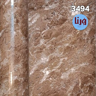نمای نزدیک بافت و رگههای برچسب طرح سنگ قهوهای هایگلاس کد 3494 با سطح براق