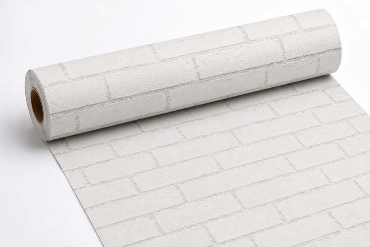 رول برچسب بین کابینتی طرح آجری سفید کد 1-8227 عرض 60 سانتی متر با جنس PVC ضد آب