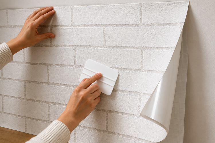 نصب آسان برچسب بین کابینتی طرح آجری سفید کد 1-8227 روی دیوار با چسبندگی قوی
