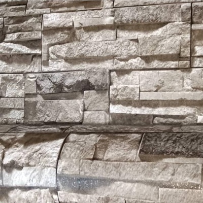 برچسب بین کابینت طرح سنگ آجری برجسته طوسی کرم ضخیم ضد آب عرض 60 سانتی متر کد 8251