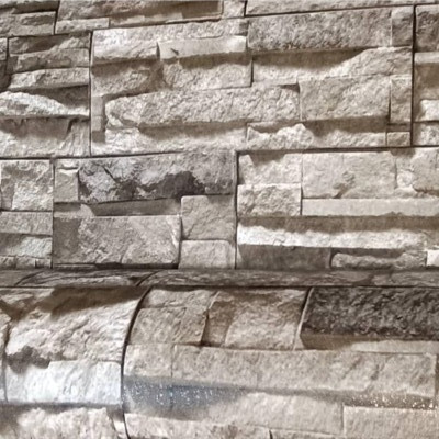 برچسب بین کابینت طرح سنگ آجری برجسته طوسی کرم ضخیم ضد آب عرض 60 سانتی متر کد 8251