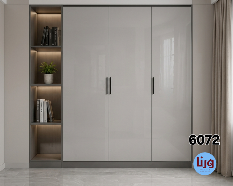 روکش یا برچسب کابینت طوسی روشن براق روی درب کمد دیواری