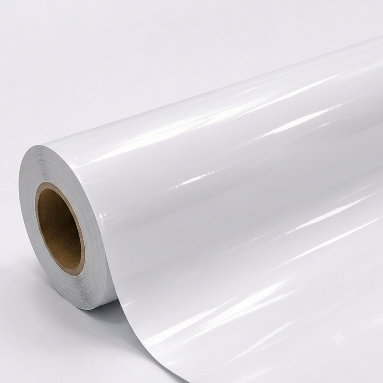 برچسب کابینت سفید هایگلاس براق عرض ۹۰ سانت کد VB10091 رول PVC خودچسب با پوشانندگی بالا