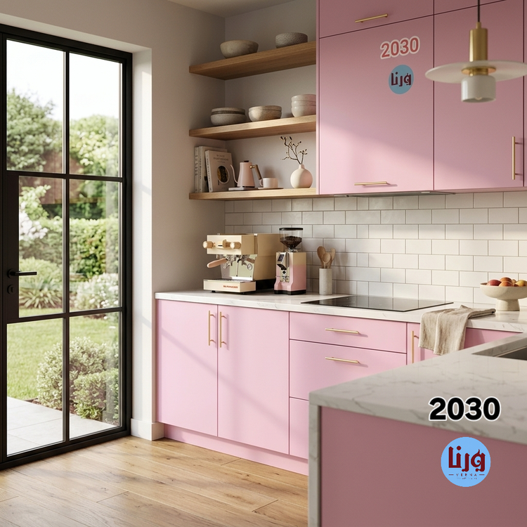 کابینت آشپزخانه با برچسب صورتی روشن مات کد 2030
