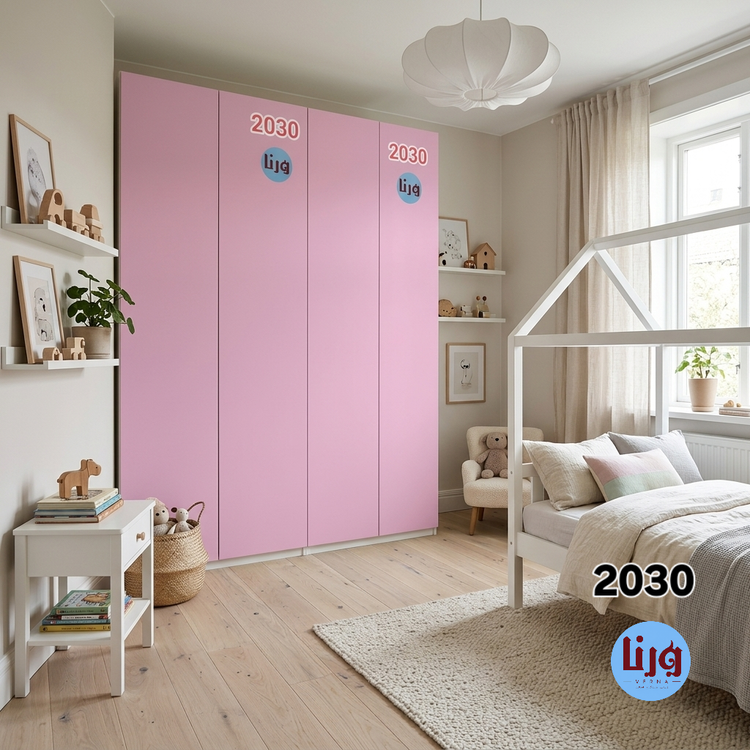 کمد اتاق کودک با برچسب صورتی روشن مات کد 2030