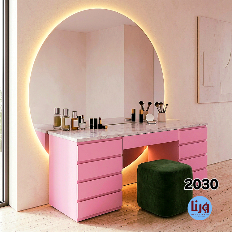 میز آرایش با روکش صورتی مات خودچسب کد 2030