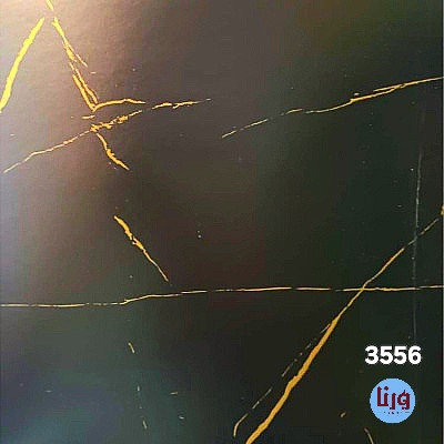 بافت سنگ مرمر مشکی مات با رگه های طلایی برچسب کابینت کد 3556 ورنا