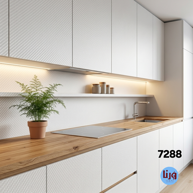 نوسازی درهای کابینت آشپزخانه با روکش سه بعدی طرح کربن سفید
