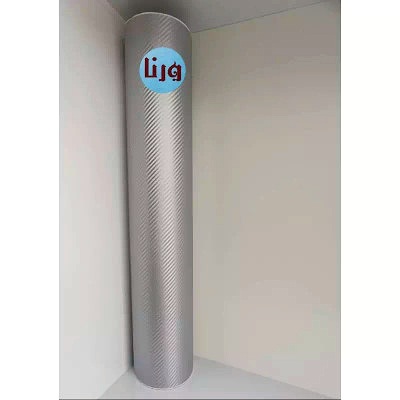 رول برچسب کابینت و دکوراسیون طرح کربن سیلور کد 7290 عرض 60 سانت