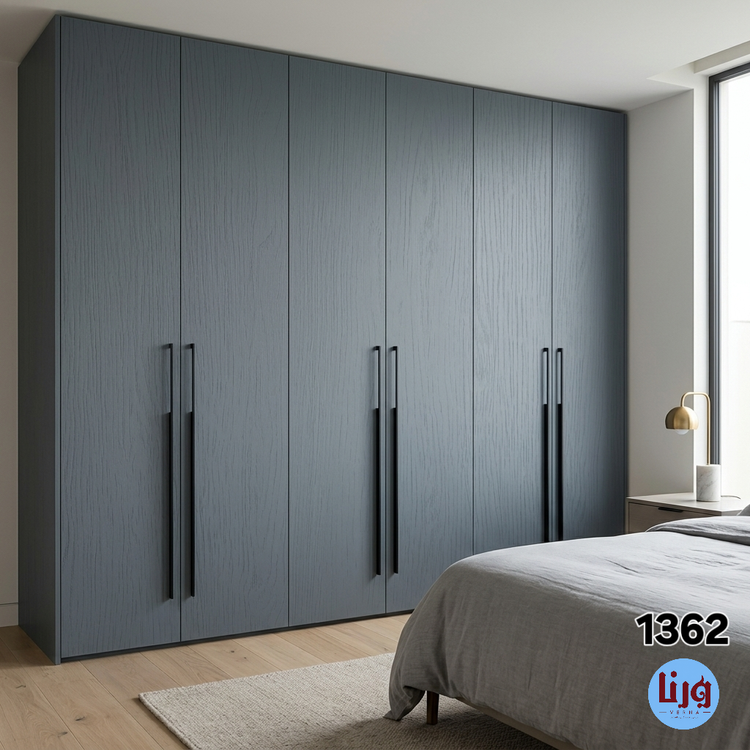 برچسب کابینت، دیواری و دکوراتیو طرح چوب برجسته طوسی آبی کد ۱۳۶۲ | عرض ۶۰ سانتیمتر