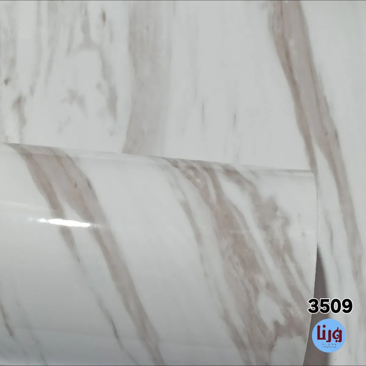 برچسب طرح سنگ هایگلاس سفید رگه شیرکاکائویی کد 3509 | عرض 60 سانتیمتر