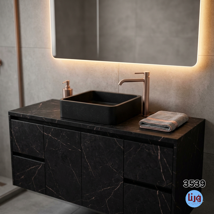 برچسب کابینت طرح سنگ مشکی رگه صورتی مات ضخیم کد ۳۵۳۹ | عرض ۶۰ سانتیمتر