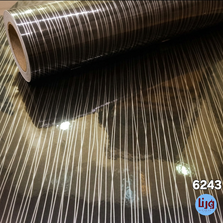 رول برچسب کابینت های گلس طرح باران مشکی کد 6243 عرض 60 ورنا