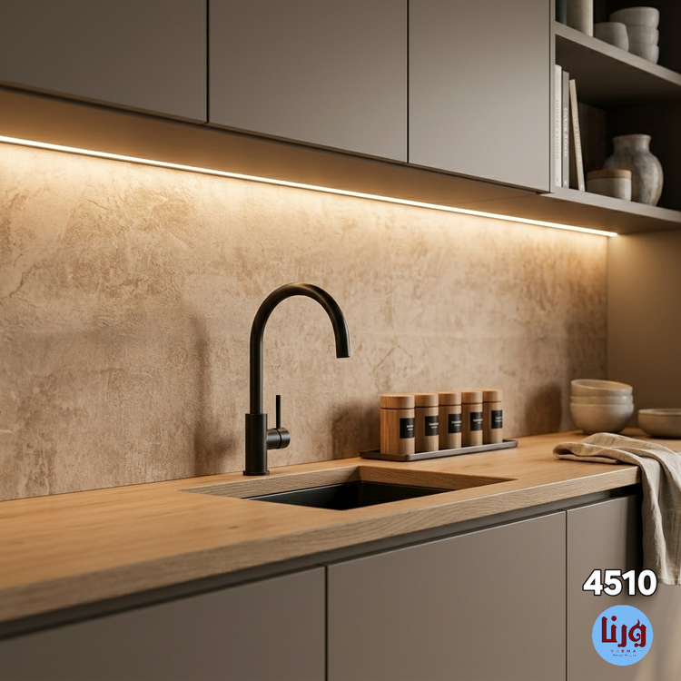 پوشش دیوار بین کابینتی با برچسب ضدآب طرح بتن کرم ورنا