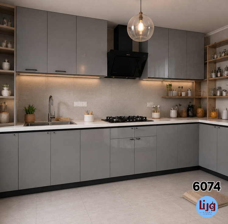 برچسب کابینت و لوازم خانگی ساده طوسی براق (کد 6074) - عرض 60 سانتیمتر