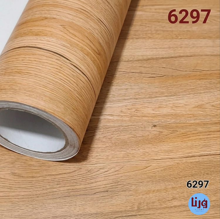 رول برچسب کابینت طرح چوب کرم نارنجی کد 6297
