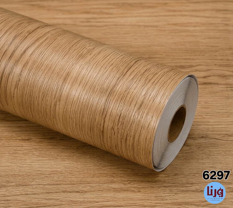 رول برچسب کابینت طرح چوب کرم نارنجی کد 6297