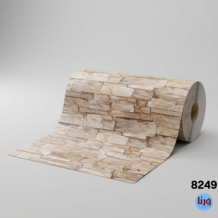 برچسب بین کابینت طرح آجری کرم عرض 60 سانت کد 8249 دیوارپوش خودچسب طرح سنگ آنتیک سه بعدی