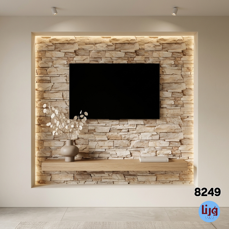 برچسب بین کابینت طرح آجری کرم عرض 60 سانت کد 8249 دیوارپوش خودچسب طرح سنگ آنتیک سه بعدی