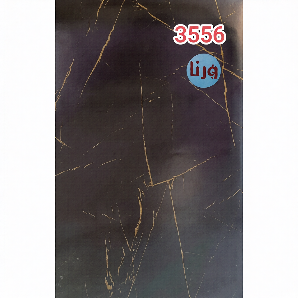 برچسب کابینت طرح سنگ مات مشکی رگه طلایی یورودکور کد 3556