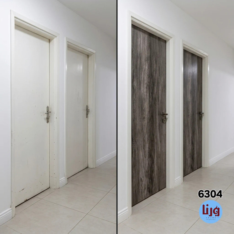 برچسب کابینت، درب و کمد طرح چوب طوسی قهوهای کد ۶۳۰۴ | عرض ۹۰ سانتیمتر