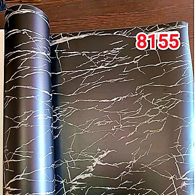 برچسب کابینت طرح سنگ سوپرمات مشکی رگه سفید کد 8155 عرض 60 سانتی‌متر